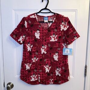 Women's Scrub Top - Frosty the Snowman